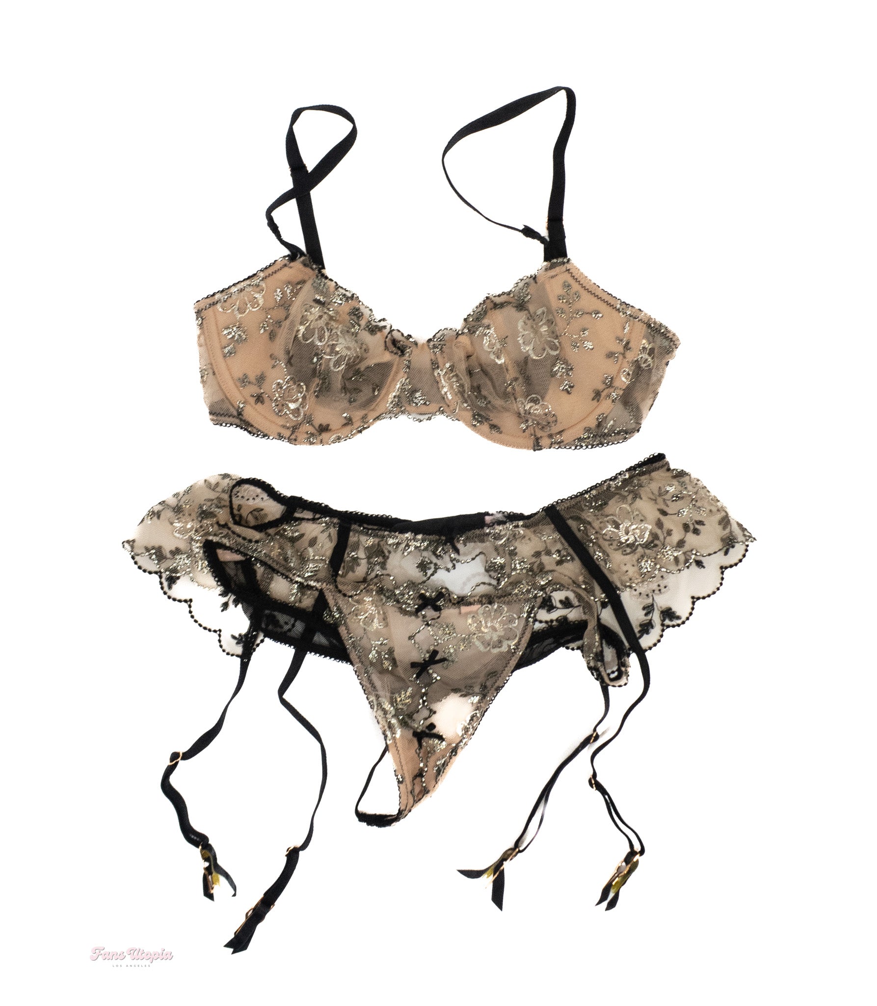 Emma Hix Nude Black Shimmery Floral Set – FANS UTOPIA