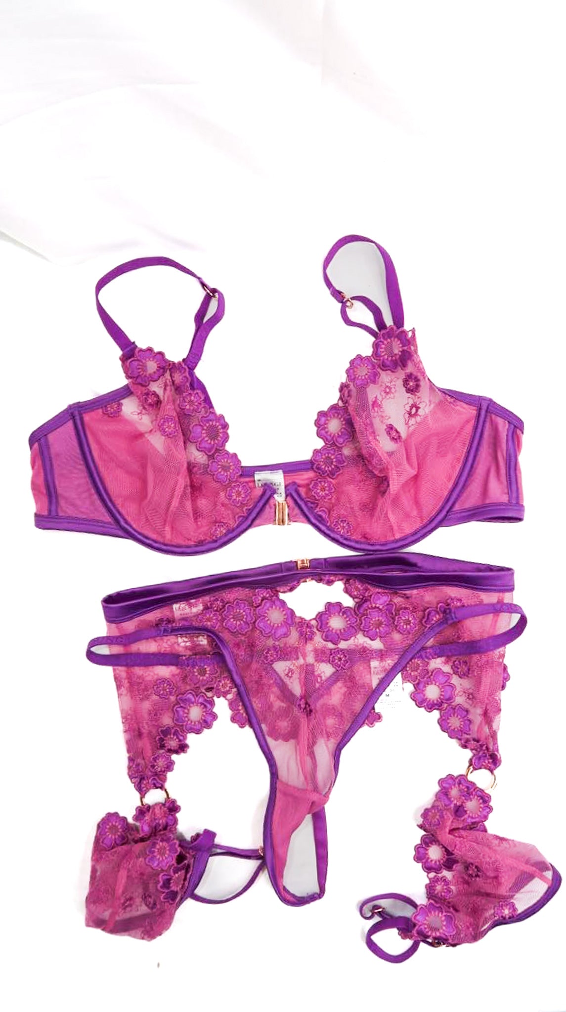 Lena the Plug Purple Floral Lingerie Set – FANS UTOPIA