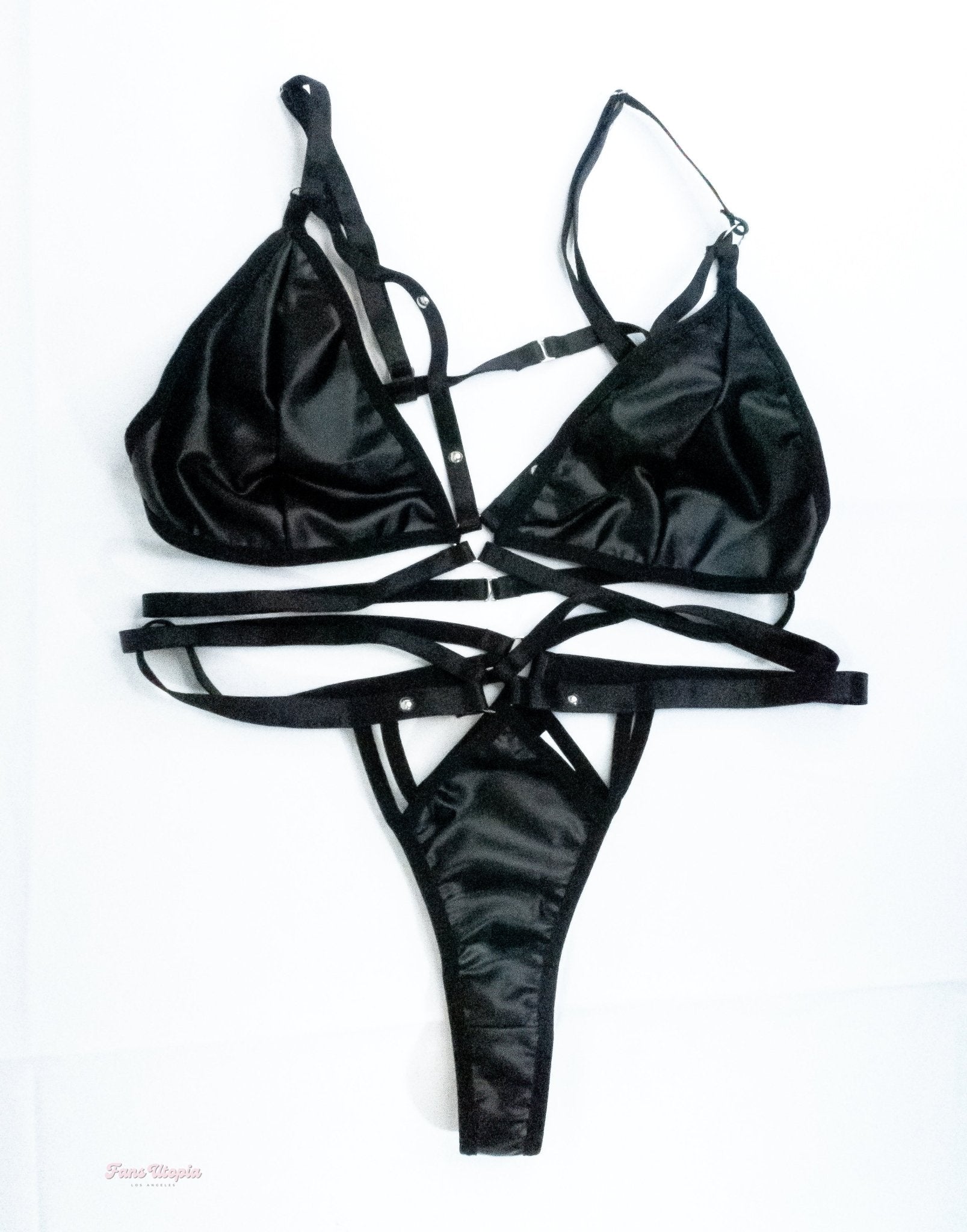 Violet Myers Strappy Black Bra & Panties Set – FANS UTOPIA