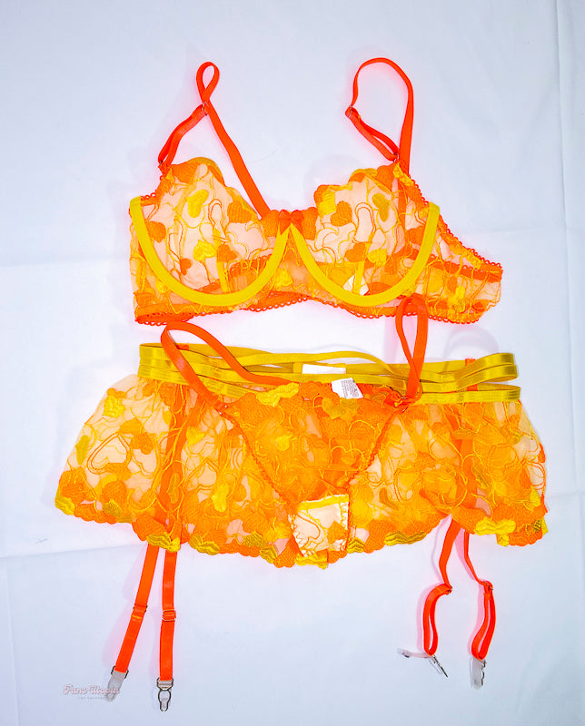 Brianna Dymond Neon Orange Yellow Lingerie Set