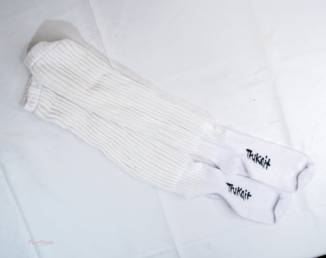 Tru Kait Signed White Socks + Autographed Polaroid