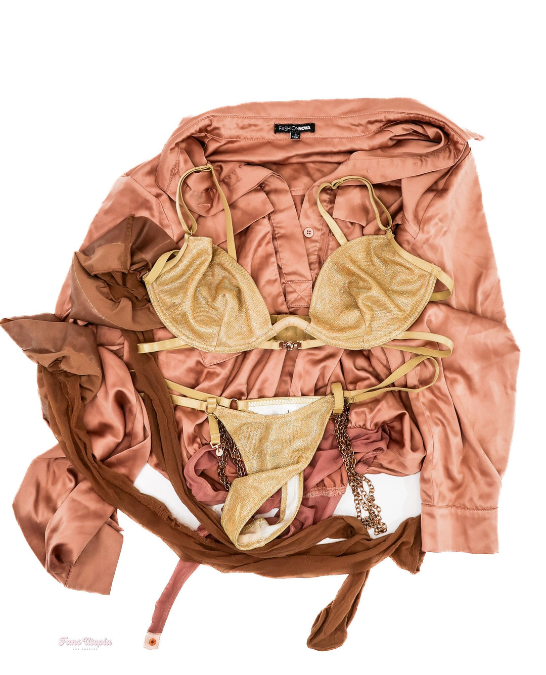 Rachael Cavalli Gold Bra & Panties + Bodysuit