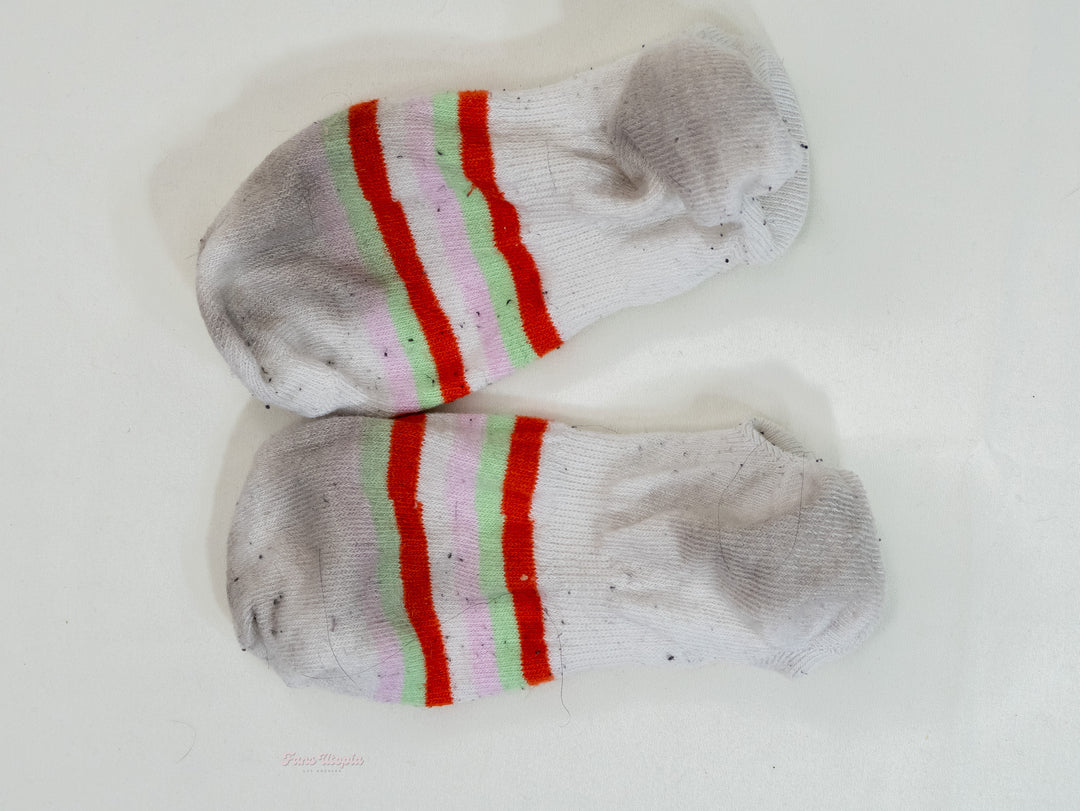 Celestina Blooms White Red Stripped Ped Socks - FANS UTOPIA