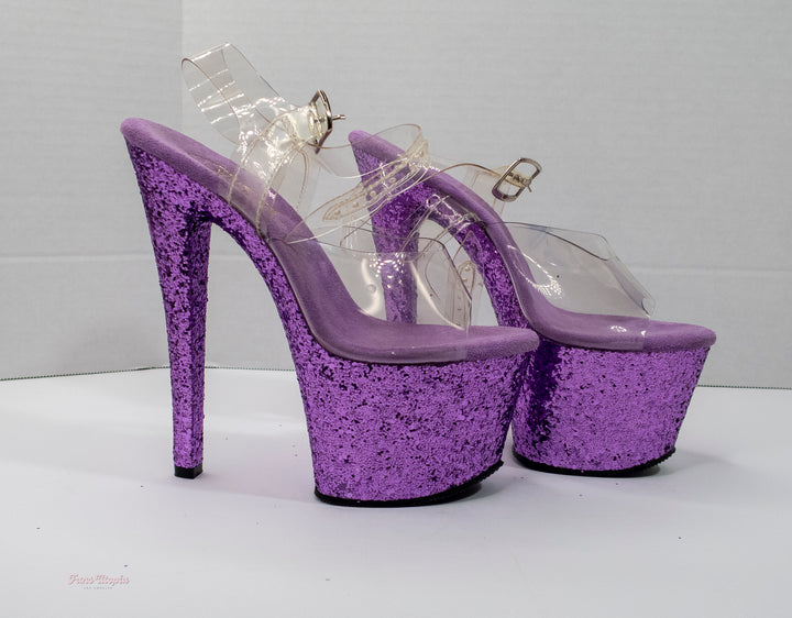 Emma Hix Purple Glitter Stripper Heels