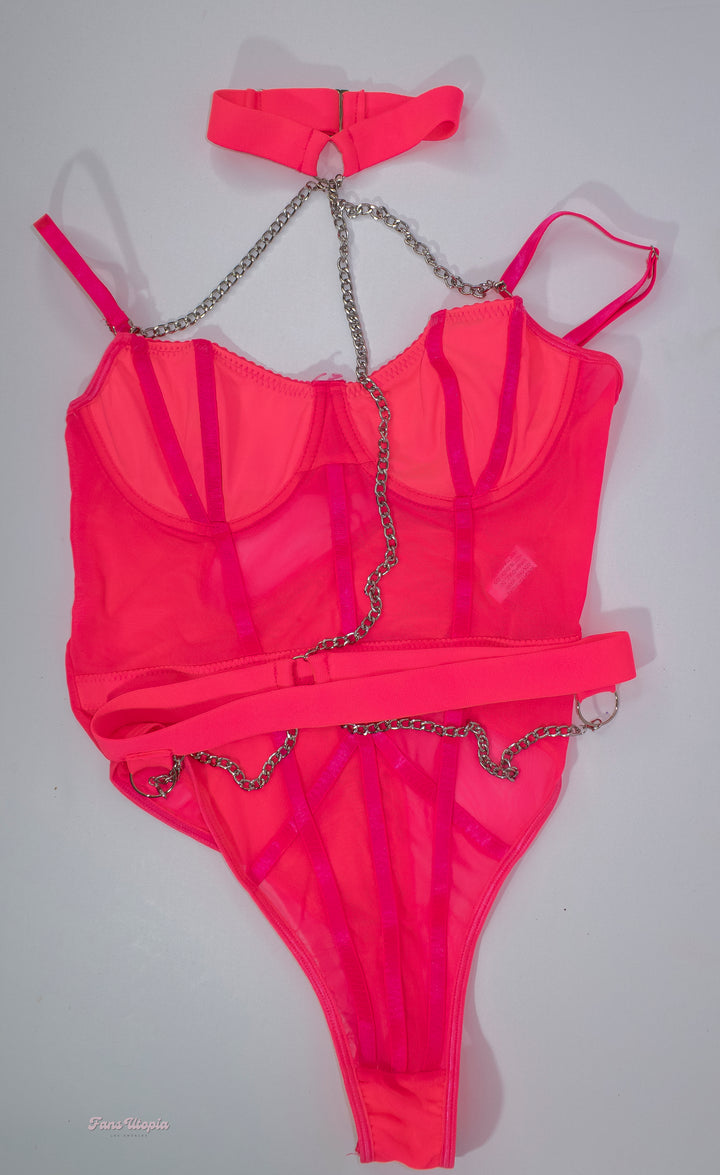 Emma Hix Hot Pink Chain Bodysuit