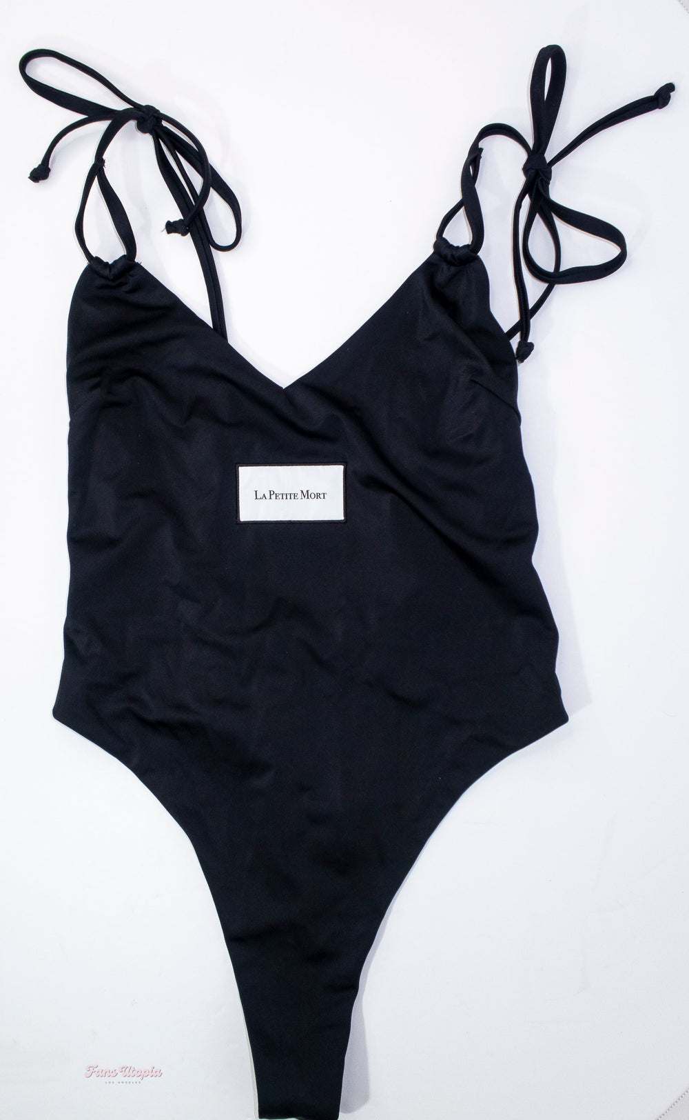 Catherine Knight Black One Piece Thong Bathing Suit - FANS UTOPIA
