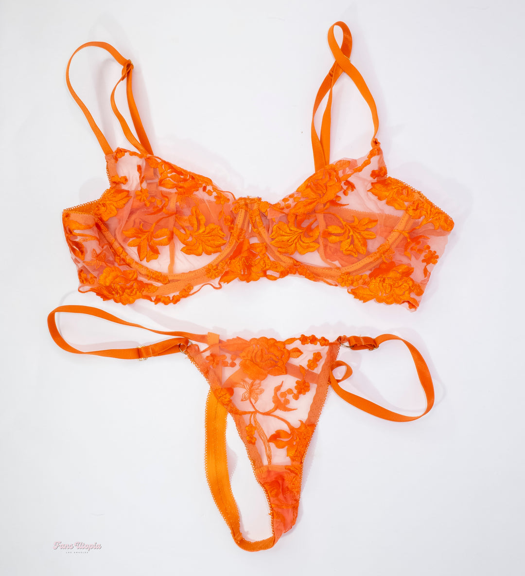 Payton Preslee Orange Lace Bra & Panties Set