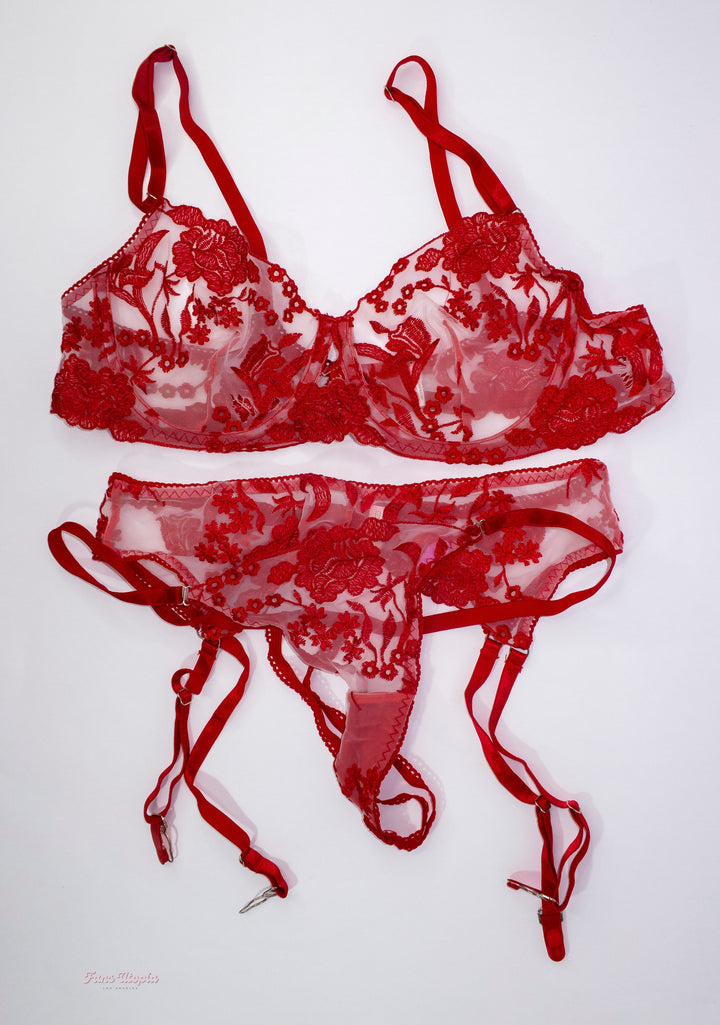Payton Preslee Red White Lace Lingerie Set