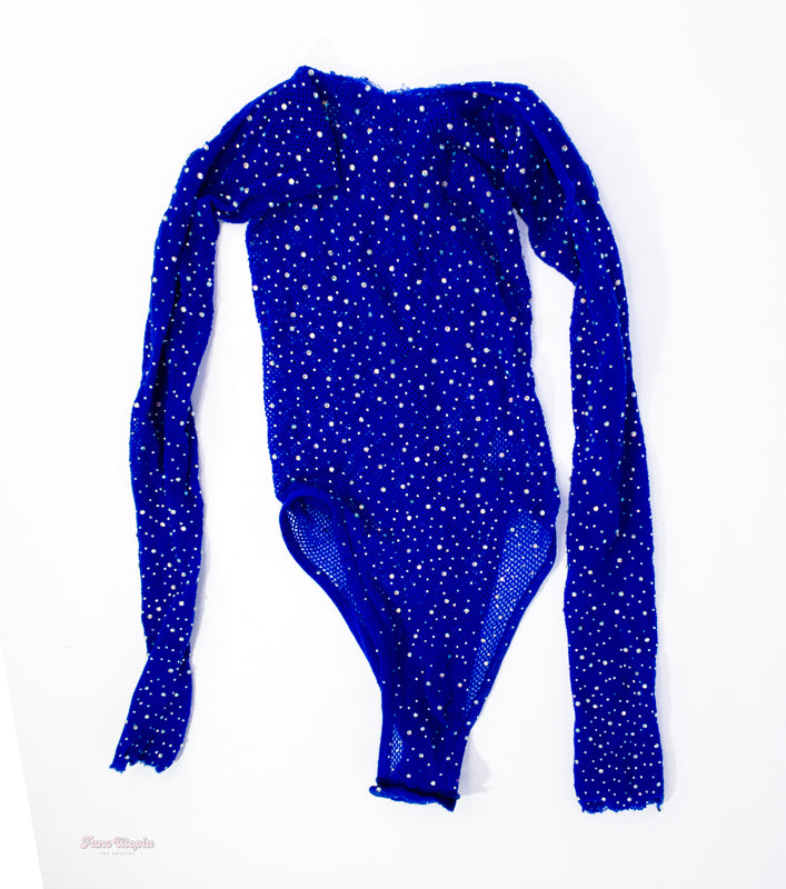 Payton Preslee Blue Rhinetoned Mesh bodysuit - FANS UTOPIA