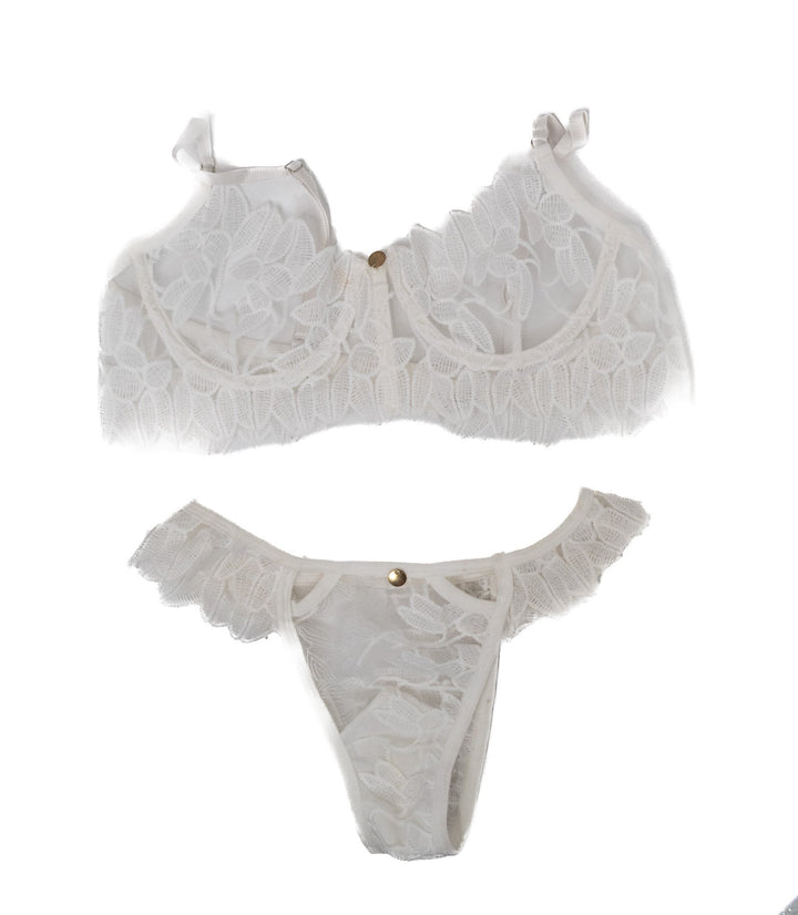 Tru Kait White Leaves Bra &Panty Set