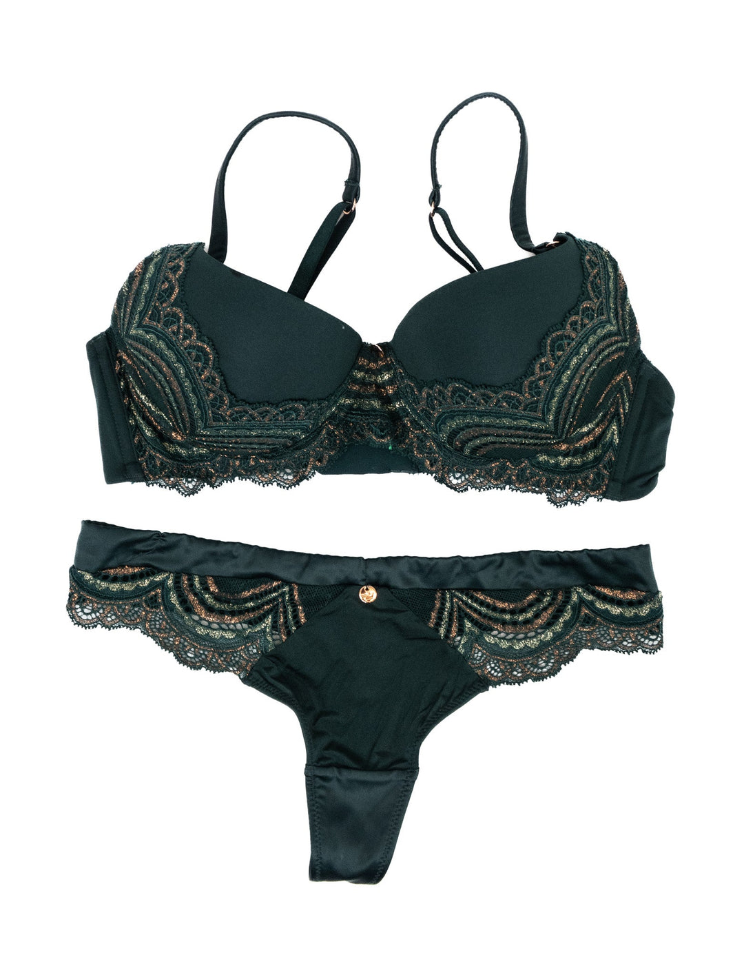 Tru Kait Green Gold Bra & Panty Set