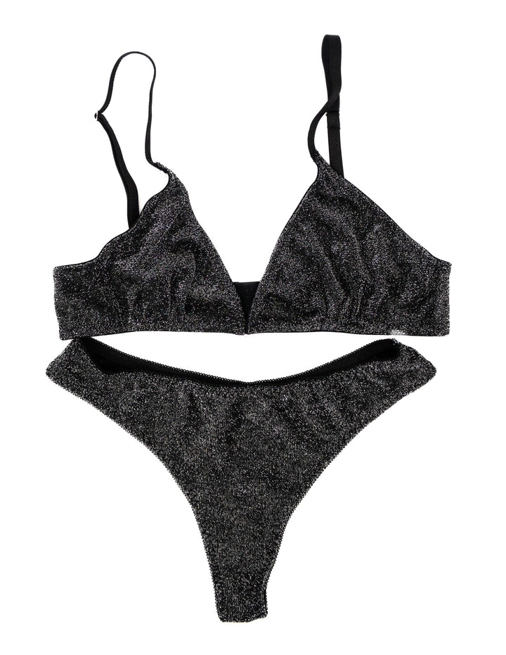 Tru Kait Black Silver Glitter Bra & Panty Set