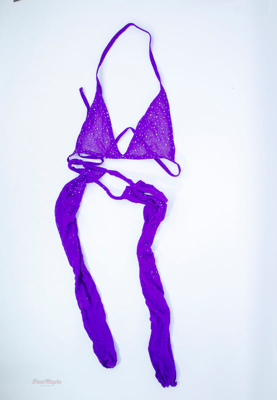 Jenna Foxx Purple Fishnet Top & Stockings + Picture