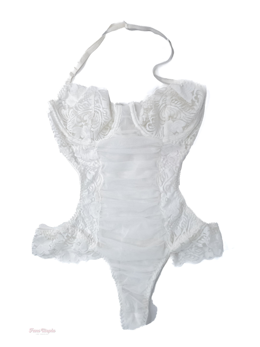 Queenie Sateen White Lace Bodysuit - FANS UTOPIA