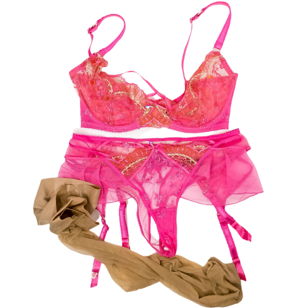 Angie Faith Pink Lace HB Complete Lingerie Set