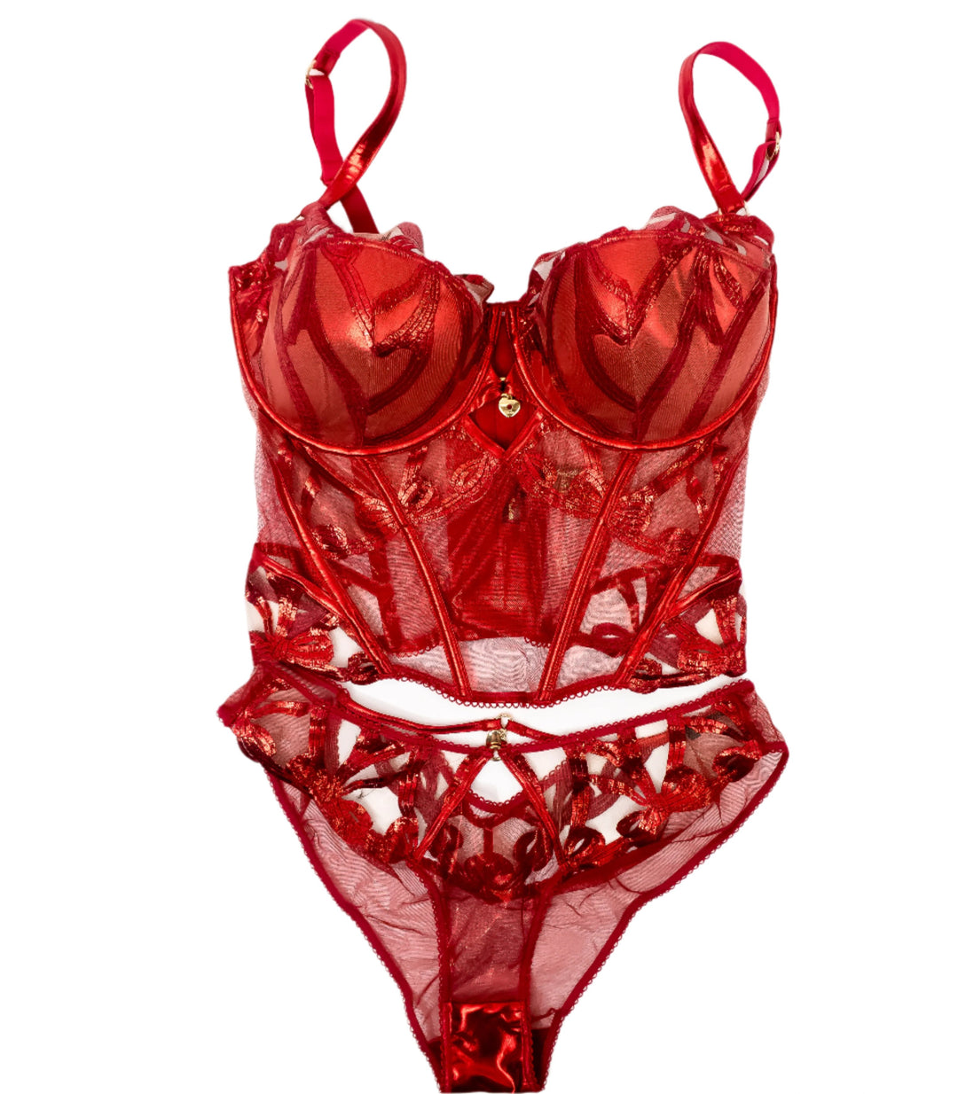 Angie Faith Deep Red HB Bustier & Panties