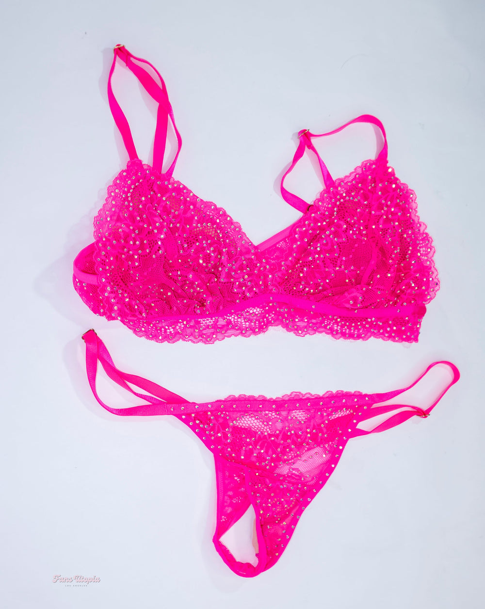 Kiki Klout Hot Pink Lace Bralette & Panties Set - FANS UTOPIA