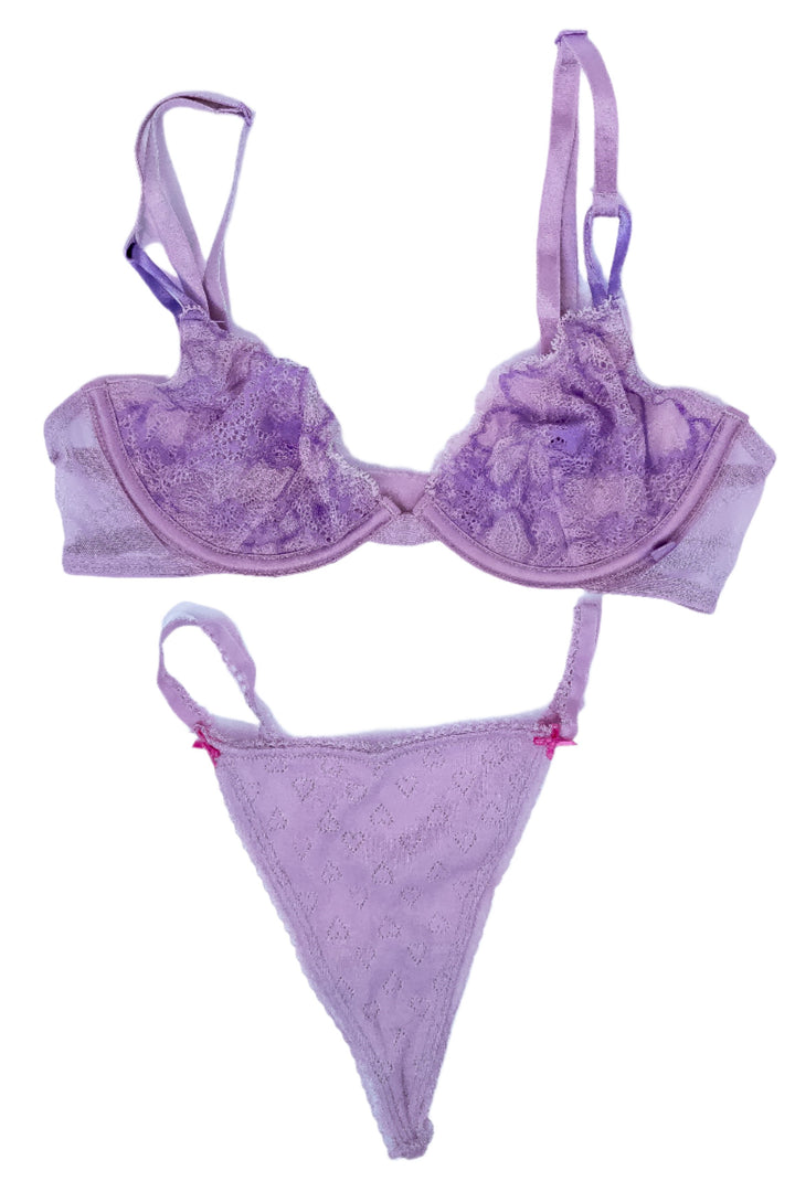 Liz Jordan Purple Lace Bra & Panties Set