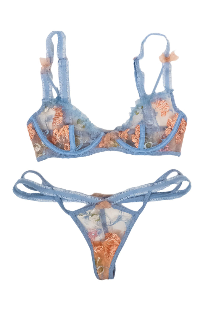 Liz Jordan Blue Lace Bra & Panties Set