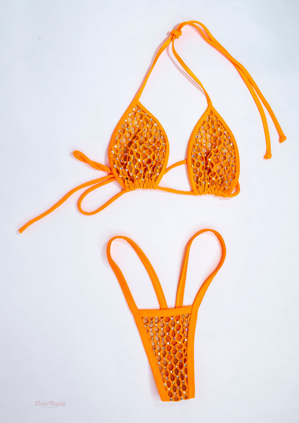 Kiki Klout Neon Orange Mesh String Bikini - FANS UTOPIA