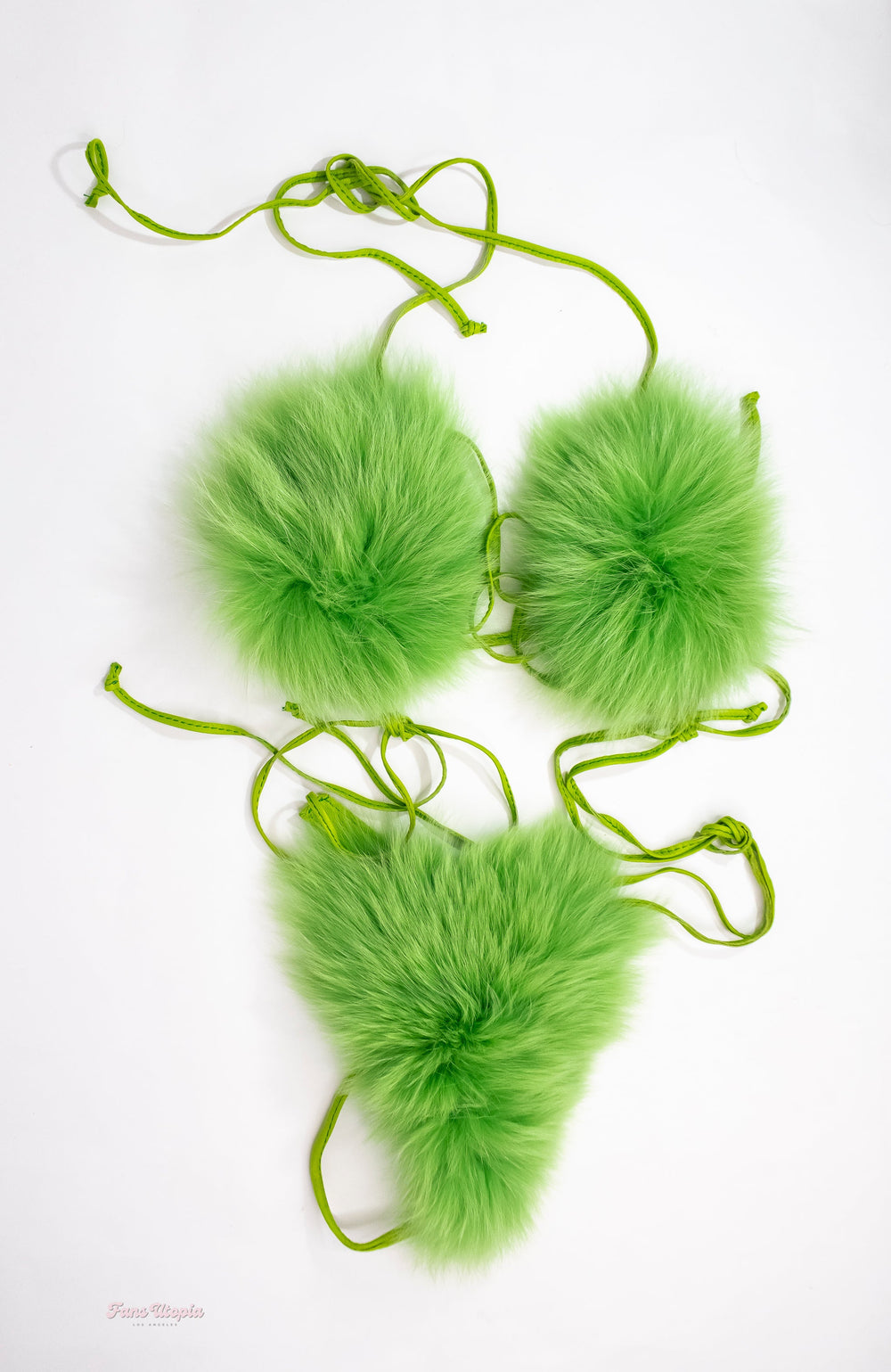 Kiki Klout Furry Green Leather Bikini Set - FANS UTOPIA