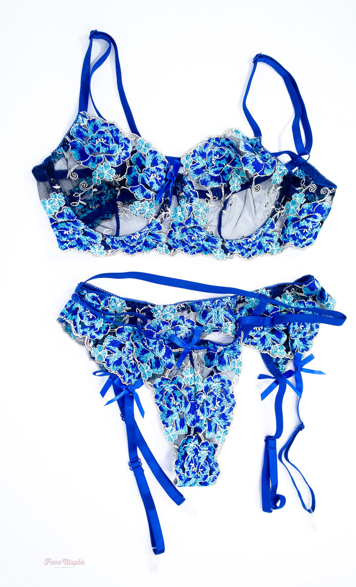 Kiki Klout Blue Floral Lingerie Set