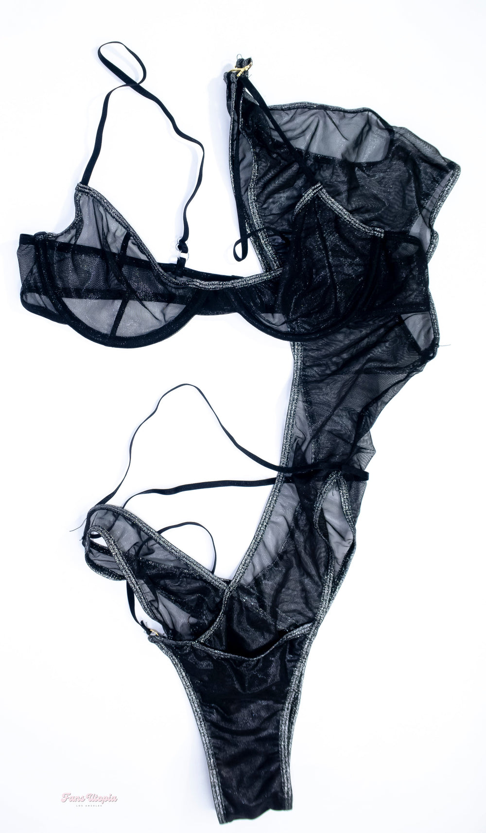 Kiki Klout Black & Silver Asymmetrical Bodysuit - FANS UTOPIA