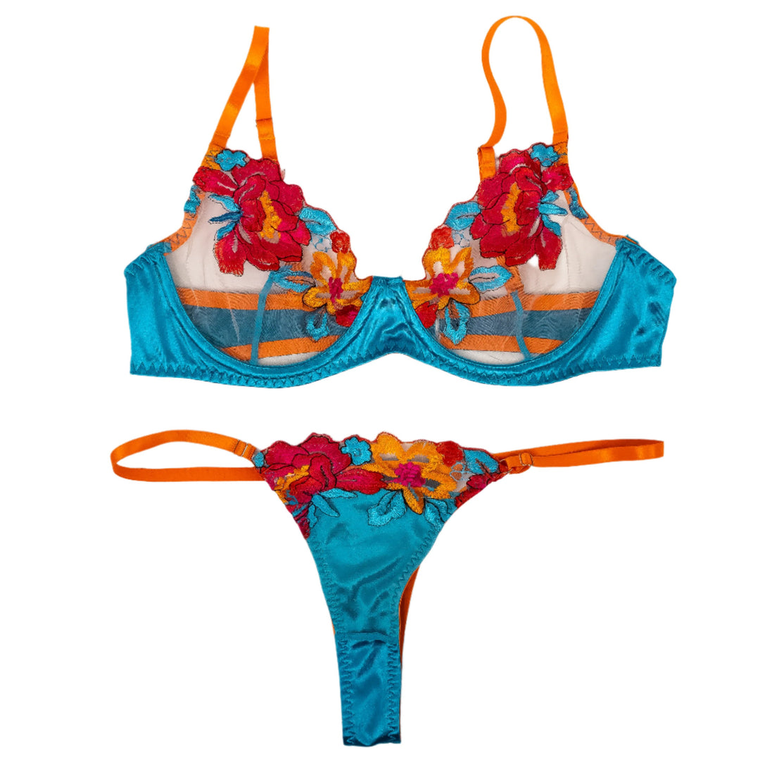 Avery Jane Blue Floral Bra & Panties Set