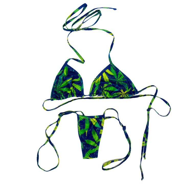 Siri Dahl Blue Green Leaf String Bikini