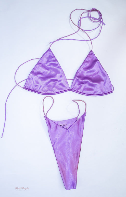 Kayley Gunner Purple String Bikini