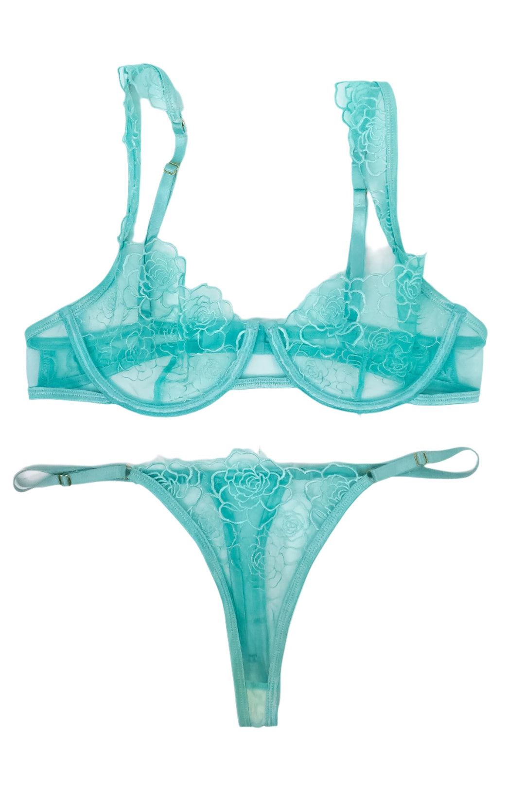 Elana Bunnz Blue Lace Bra & Panties Set