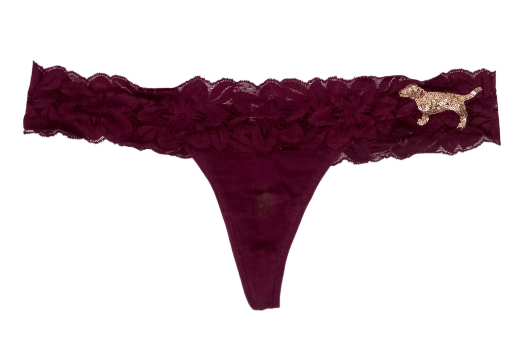 Elana Bunnz Maroon Lace Thong