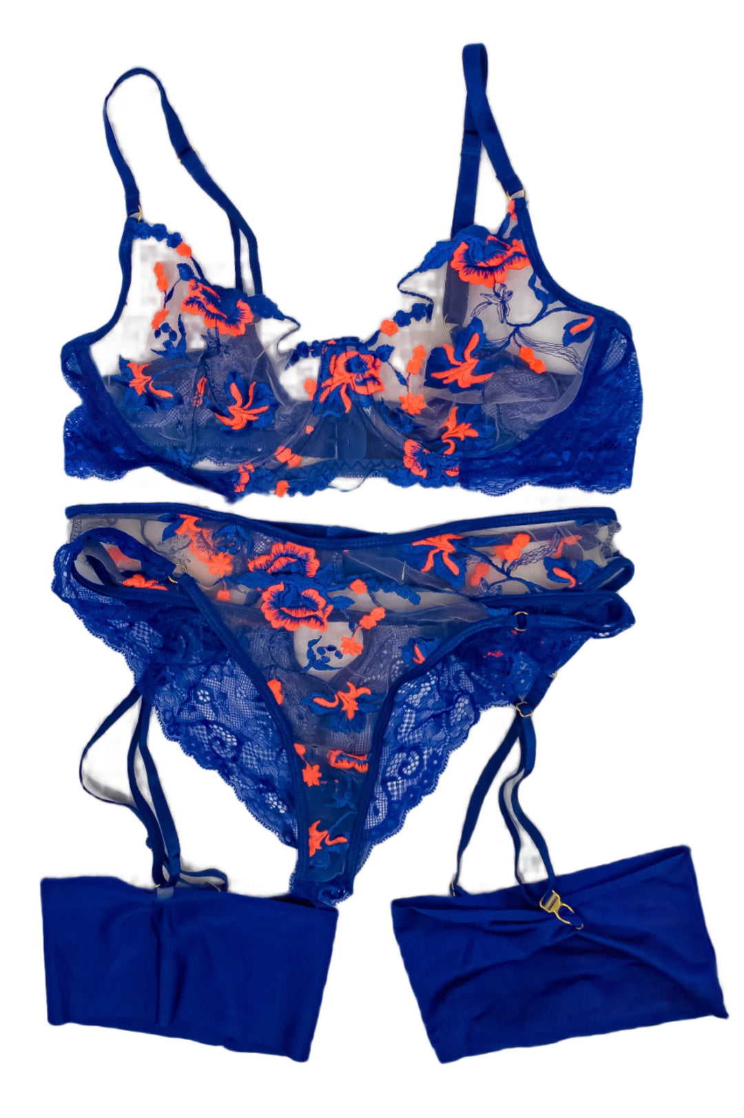 Chloe Amour Blue Floral Lace Set