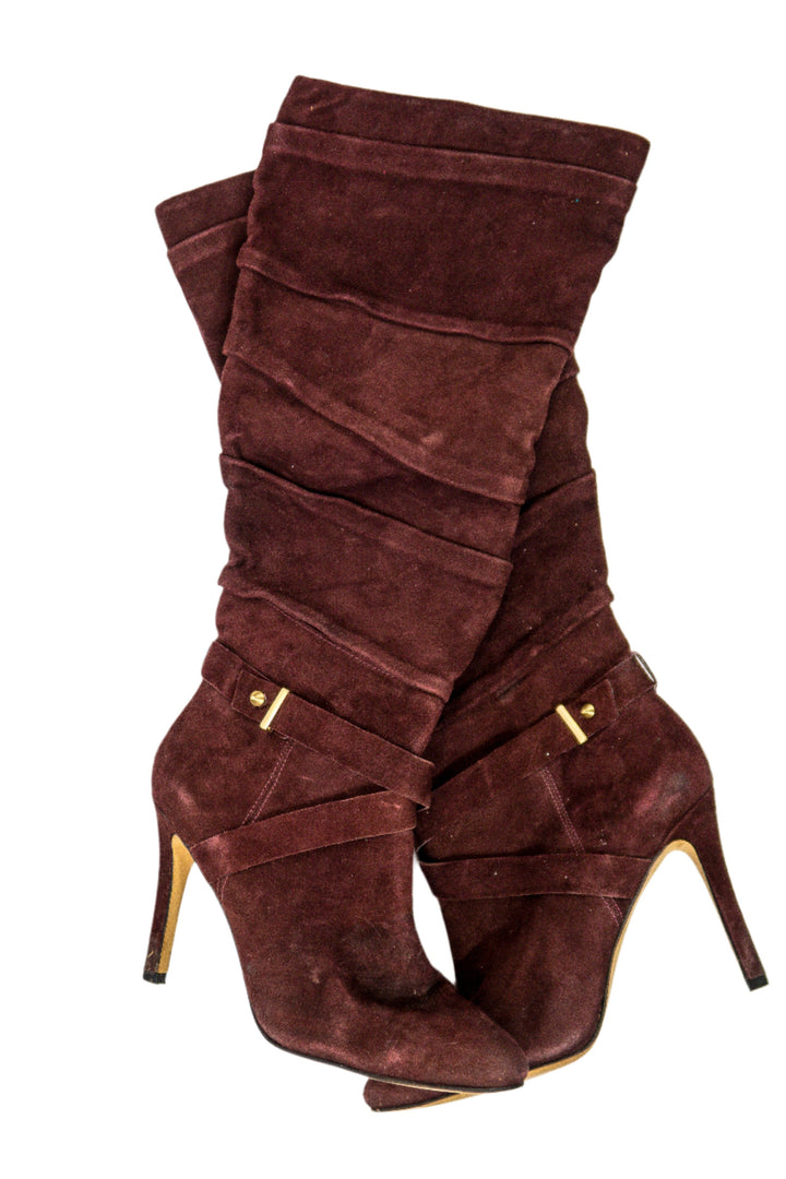 Chloe Amour Red Suede Heeled Boots