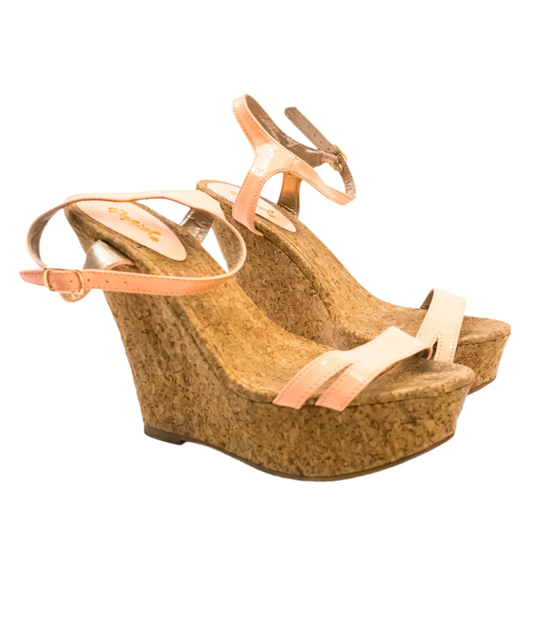 Chloe Amour Pink Cork Wedges