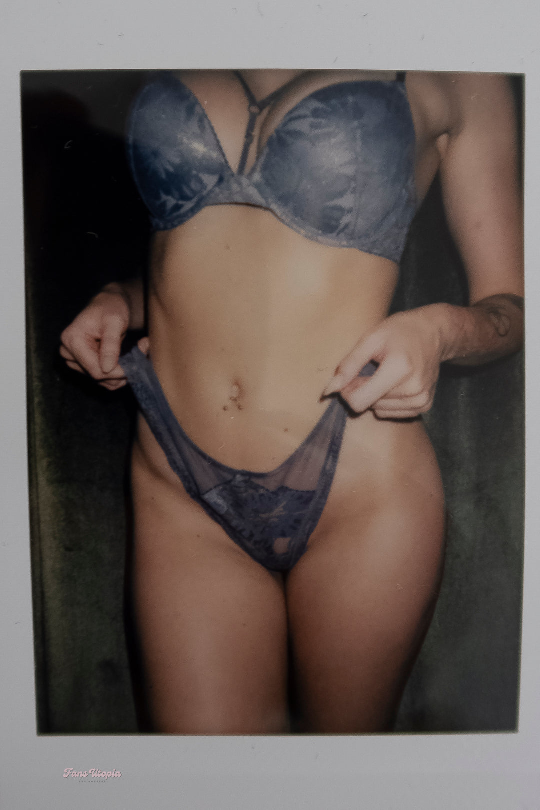Charlotte Sins Grey Lace Bra & Panties Set + Polaroid - FANS UTOPIA