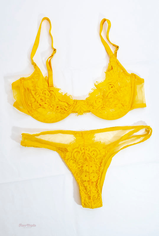 Maya Woulfe Yellow Lace Bra & Panties Set