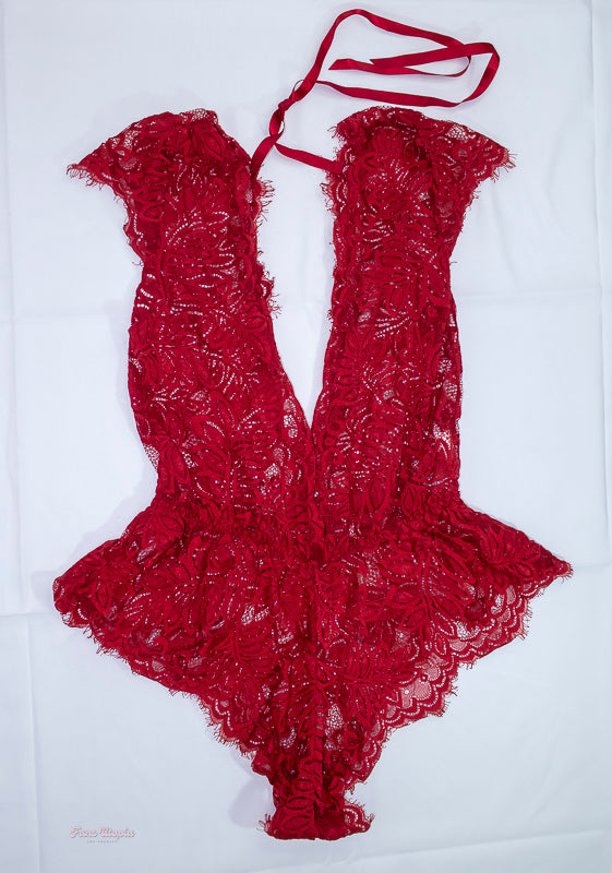 Maya Woulfe Dark Red Lace Bodysuit