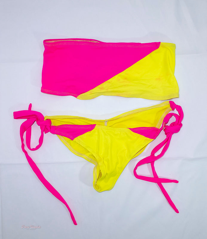 Maya Woulfe Neon Pink & Yellow Bikini - FANS UTOPIA