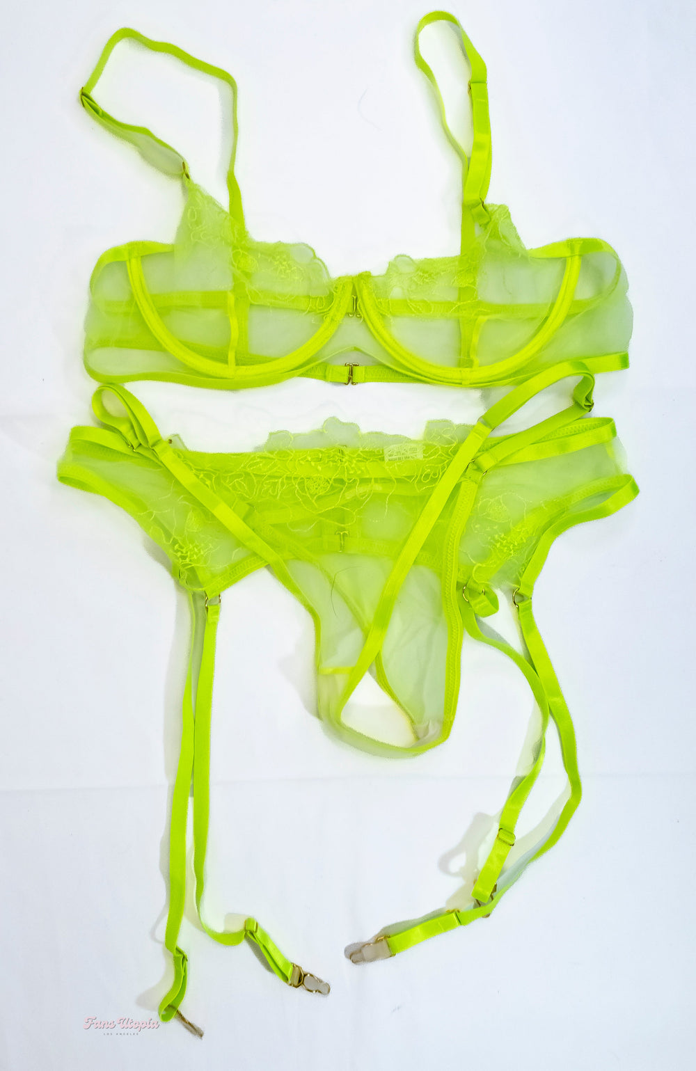 Ashley Lane Lime Green Bra & Panties + Personal Note - FANS UTOPIA