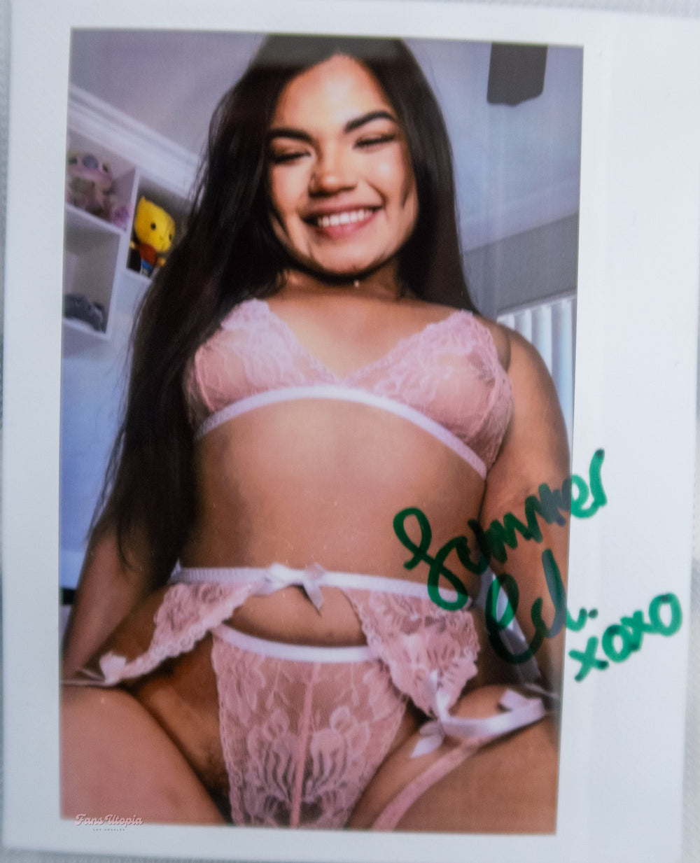Summer Col Sticky & Oily Pink Lingerie Set + Autographed Polaroid - FANS UTOPIA