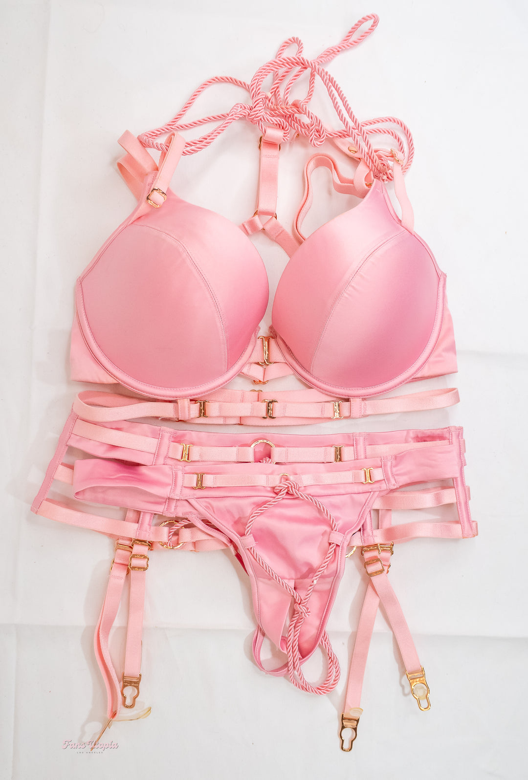 Joanna Angel Pink Rope HB Crotchless Lingerie Set - FANS UTOPIA