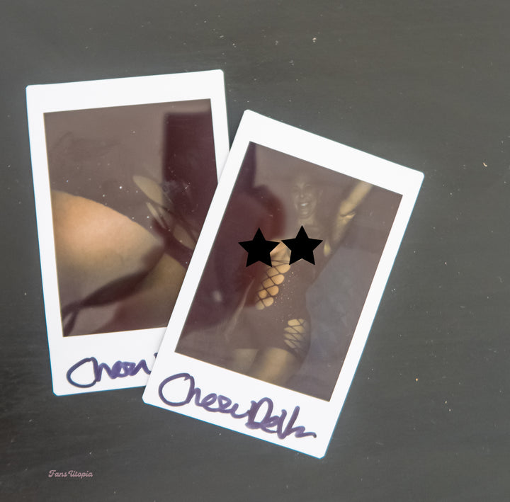 Cherie DeVille Mesh Rhinestoned Dress + Signed Polaroids