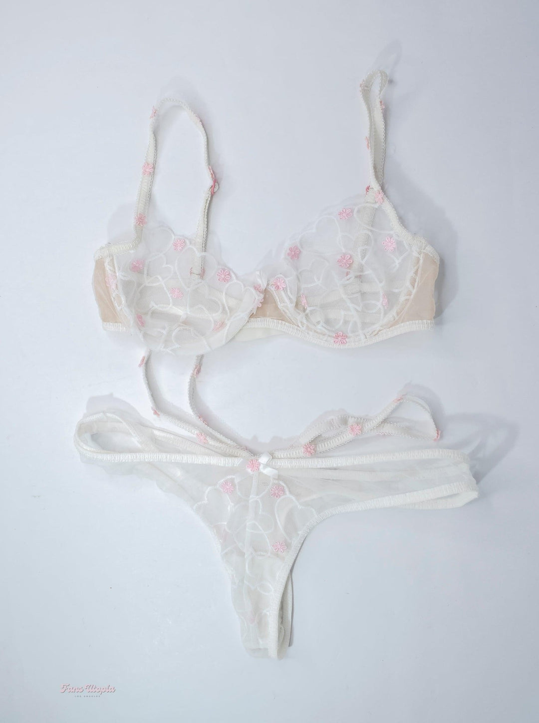 Aiden Ashley White Floral Lace Bra & Panties Set - FANS UTOPIA