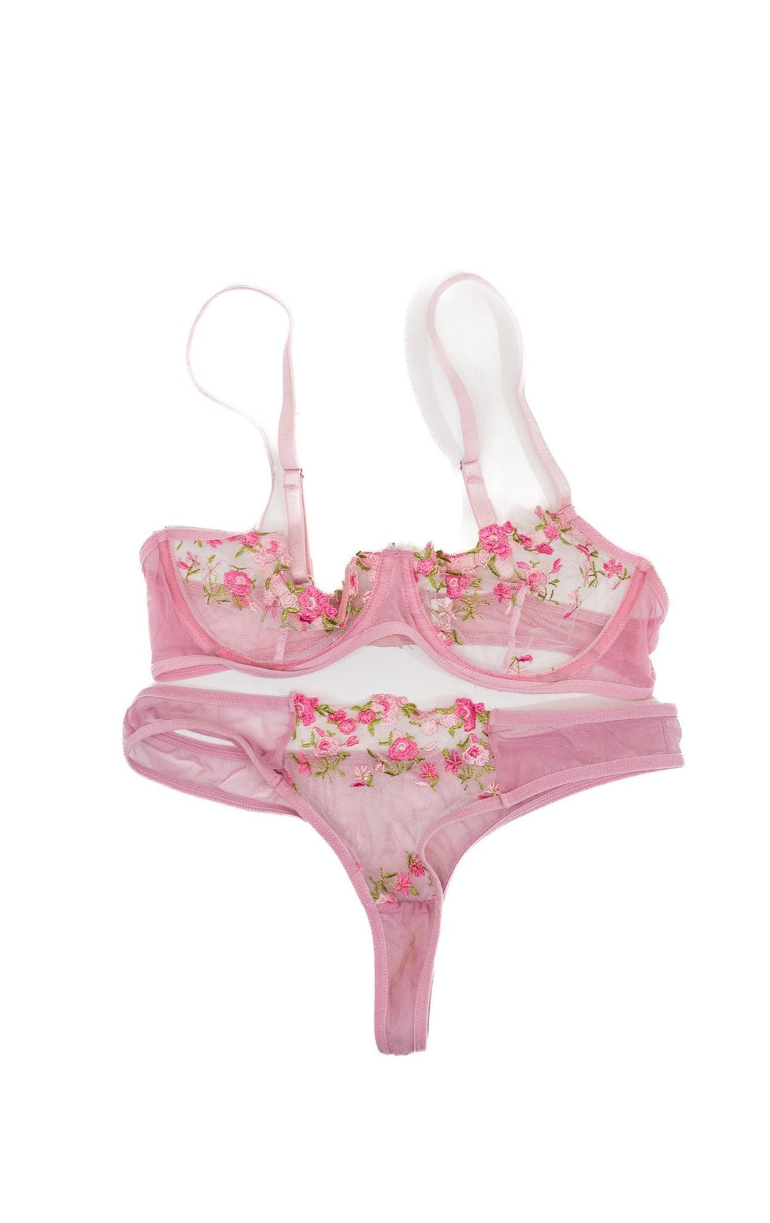 Alexa Payne Pink Floral Mesh Bra & Panty Set - FANS UTOPIA