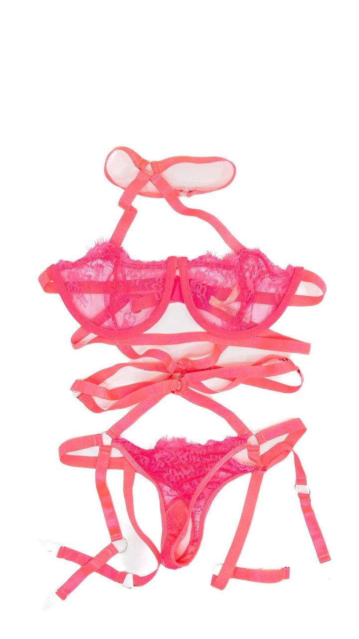 Alexa Payne Strappy Net Pink Bodysuit - FANS UTOPIA