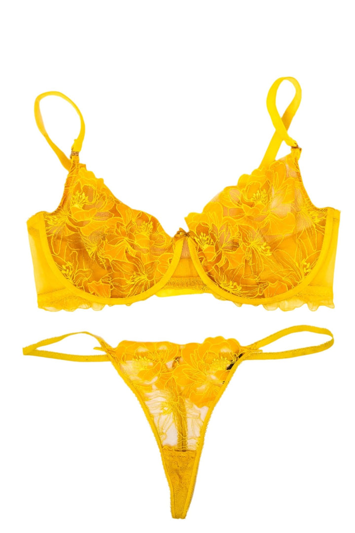 Ashlyn Peaks Yellow HB Bra & Panties Set - FANS UTOPIA