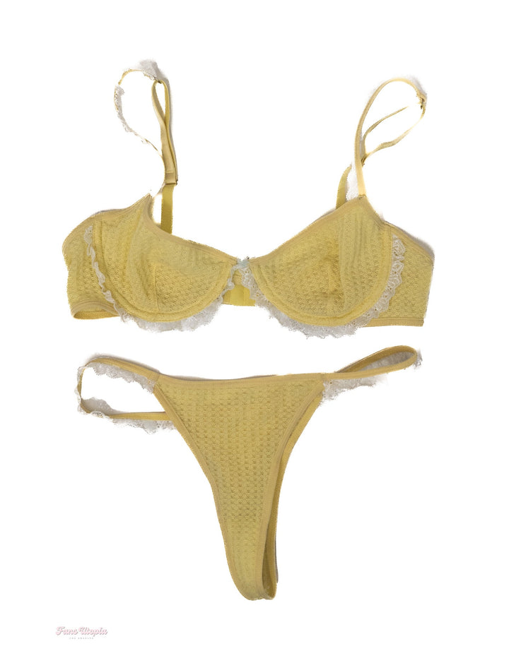 Athena Anderson Baby Yellow Mesh Bra & Panty Set