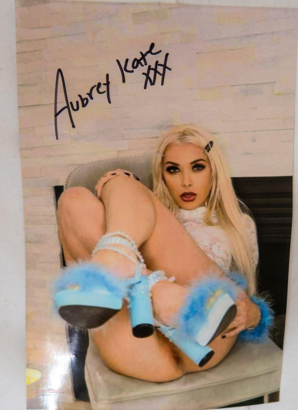 Aubrey Kate Blue Lace Teddy + Heels + Autographed Photo - FANS UTOPIA