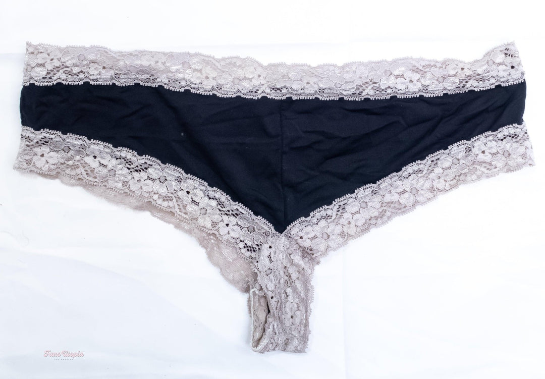 Ava Stone Black Cream Lace Cheeky Panties + Signed Polaroid - FANS UTOPIA
